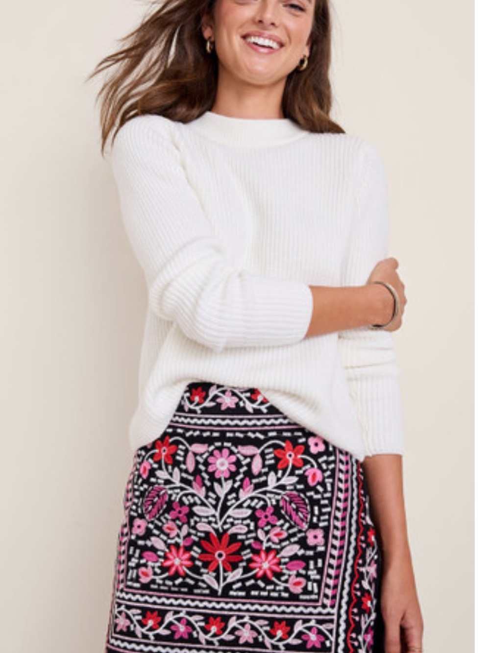 Black Floral Embroidered Skirt